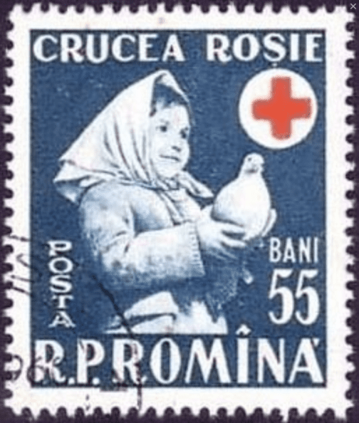 Romania #1178 (1957) - Girl Holding Dove, Red Cross